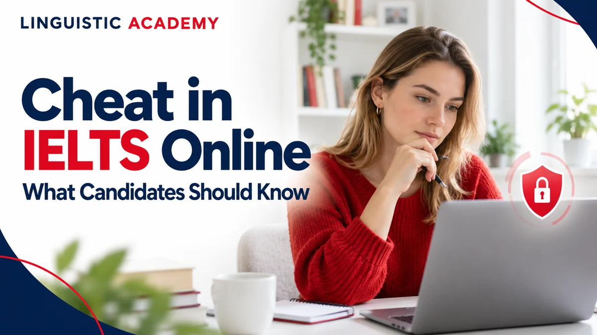 متقدم يستخدم حاسوبًا محمولًا للقراءة عن الغش في IELTS Online
