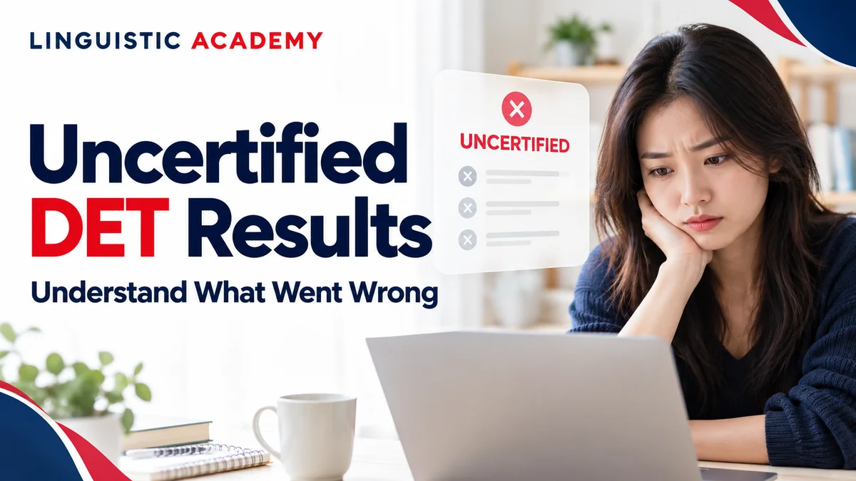 Learner reviewing an uncertified Duolingo English Test result