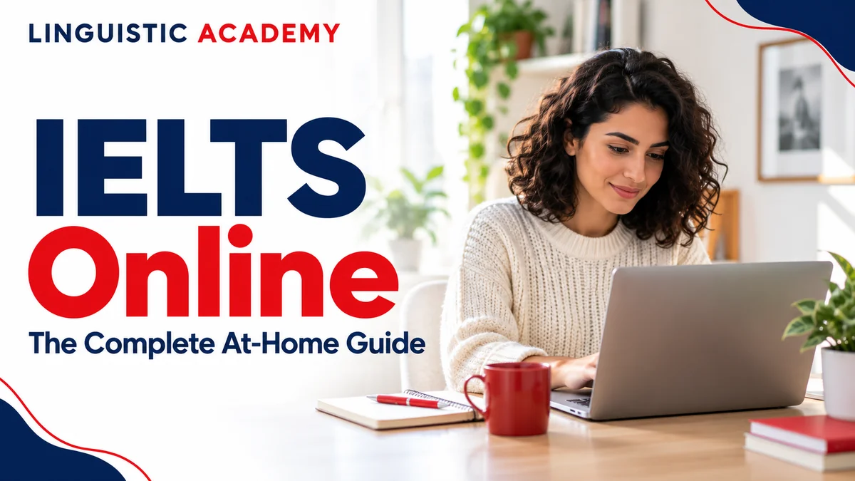 متعلم يجهز محطة عمل لأداء IELTS Online في المنزل