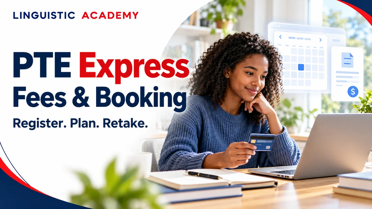 طالب يسجّل في PTE Express باستخدام حاسوب محمول في المنزل