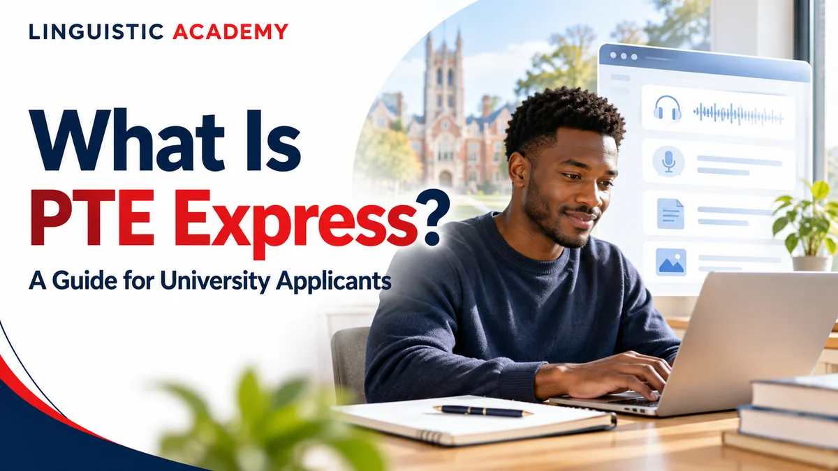 متقدم إلى جامعة يتعرف على PTE Express على كمبيوتر محمول