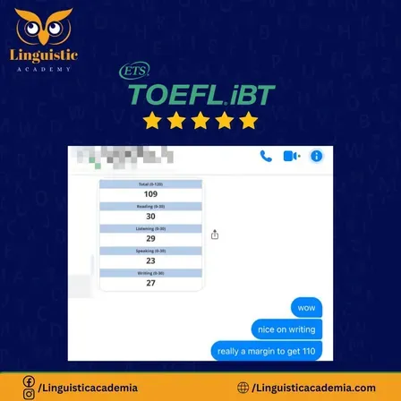Cheat in TOEFL iBT Home Edition — score 109