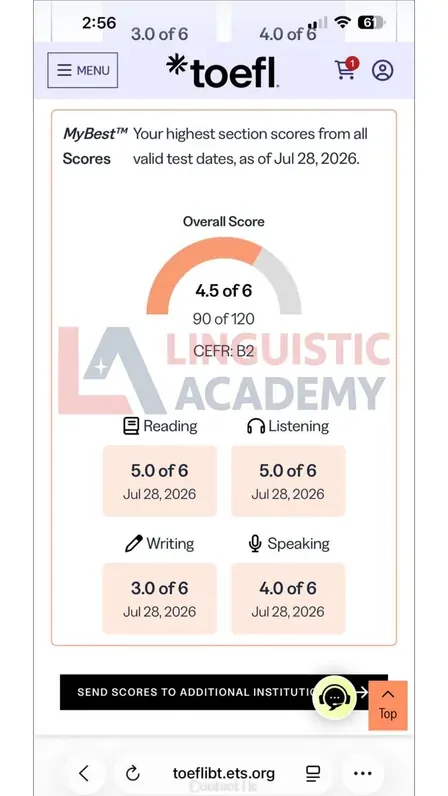 Cheat in TOEFL iBT Home Edition — MyBest score 90
